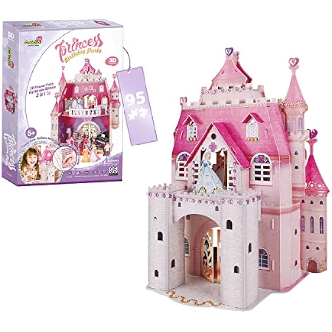 3D PUZZLE PRINCESS BIRTHDAY - 3D PUZZLE FOR CHILDREN | PRINCESS CASTLE | 95 PIECES | 524 STICKERS | 5+ YEARS - Image 1